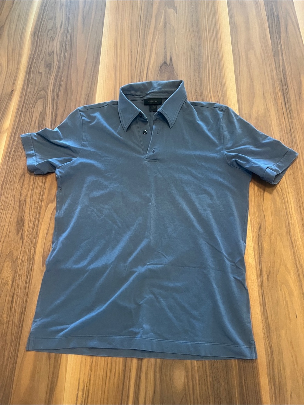 Express Men's Dusty Blue Short-Sleeve Polo, Size Small